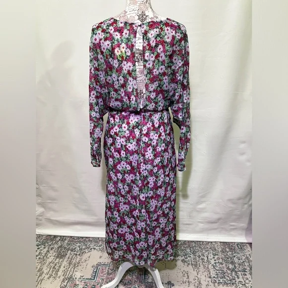 ASOS Pink and green floral deep V midi dress size 8. - Picture 9 of 16